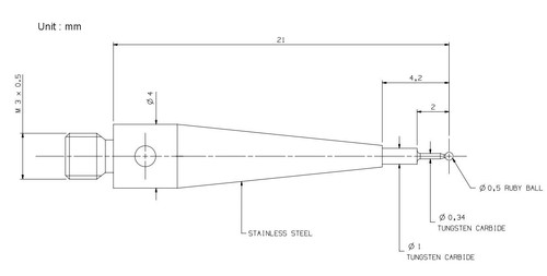 CMM Touch Probe CMM Stylus Spitzen M3 Gewinde CMM Styli 0,5 mm Rubinkugel A-5000-7632 - Bild 2 von 4