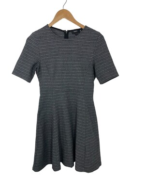 Theory Womens Albita Fit & Flare Dress In Klarien Gray Black Size 2 | eBay