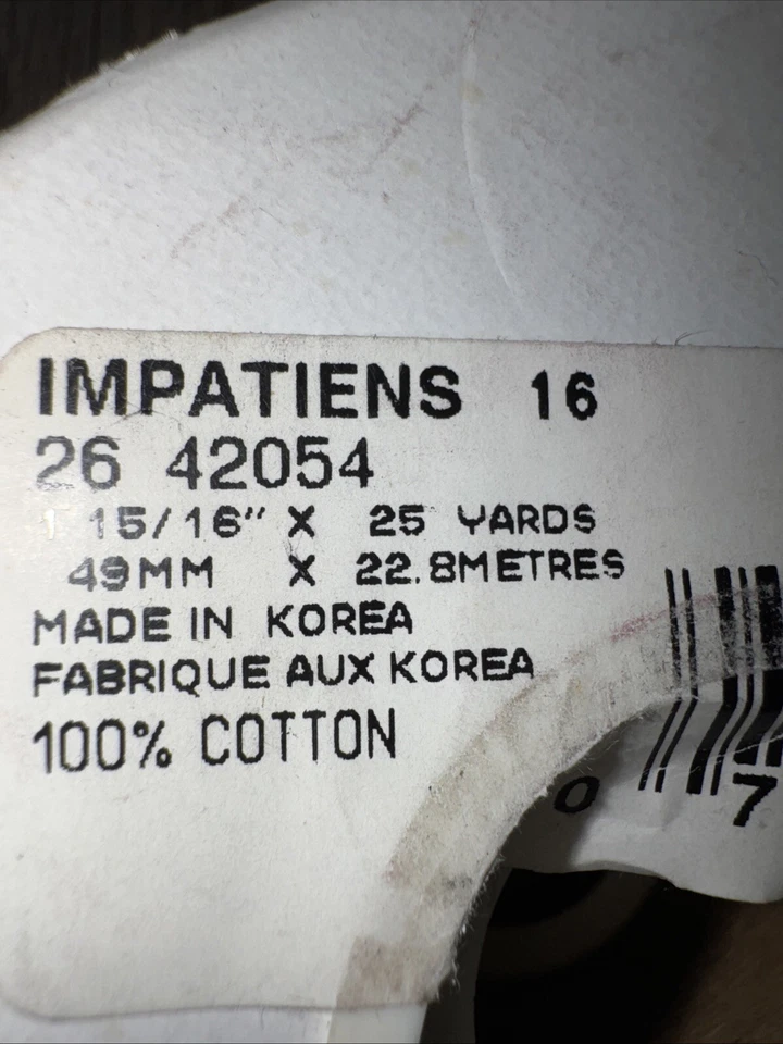 Carrete de cinta artesanal vintage Lion Ribbon Co Impatiens rosa floral a cuadros 25 yardas Foto 4 de 4