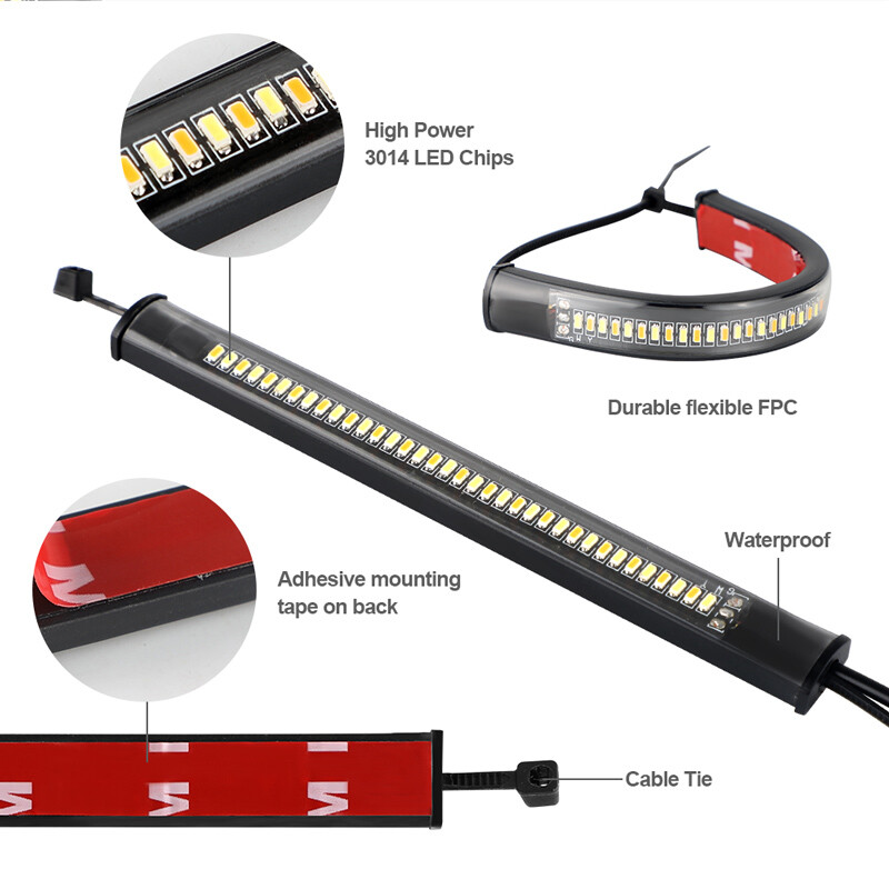 Amber Sequential LED Fork Turn Signal & DRL Strip Lights – For Harley Davidson – Waterproof, Switchback