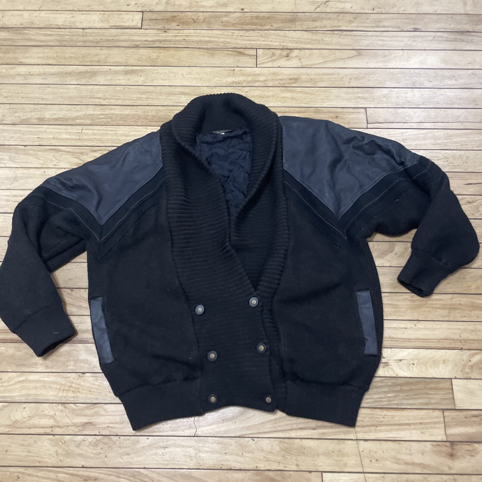 BARCELINO Leather Patchwork Cardigan Jacket Men 5… - image 21