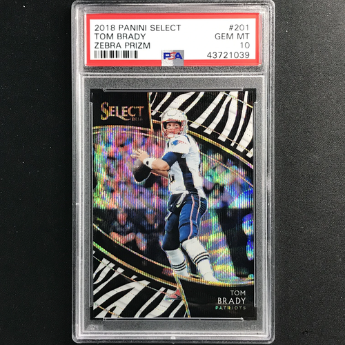 2018 Select Tom Brady Field Level Zebra Prizm Casehit Ssp No 201 Psa