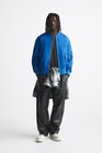 New Zara Zippered Bomber Jacket 8281/530 Blue S coat outerwear jeans overshirt