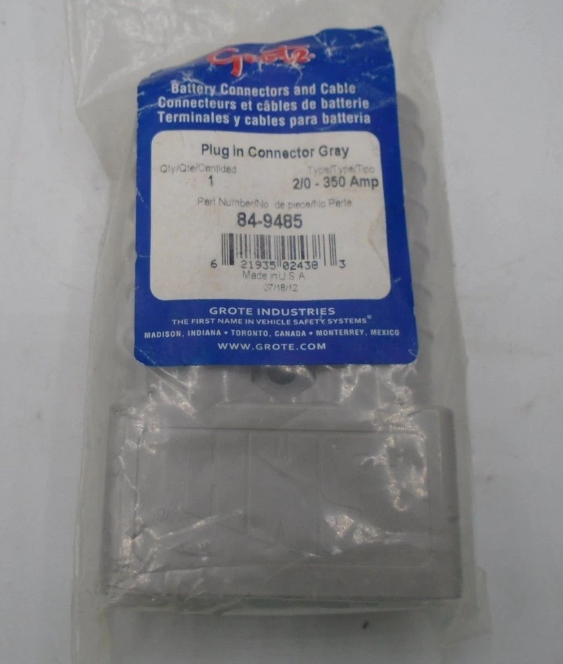 GROTE 84-9485 Plug In Connector Gray 2/0 - 350 Amp NIP **51 - Image 2 of 4
