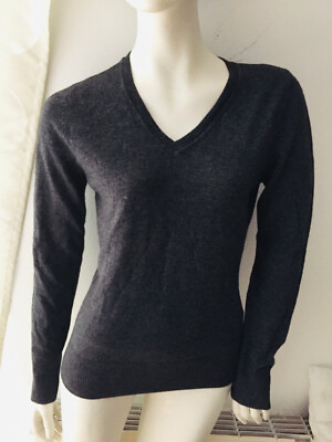 Gerry Weber Strick Pullover 36 Wolle Angora V-Ausschnitt Strickpullover NEU grau