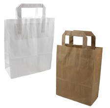 Papiertüten Papiertragetaschen mit Henkel braun weiß Papier Tragetaschen Tüte