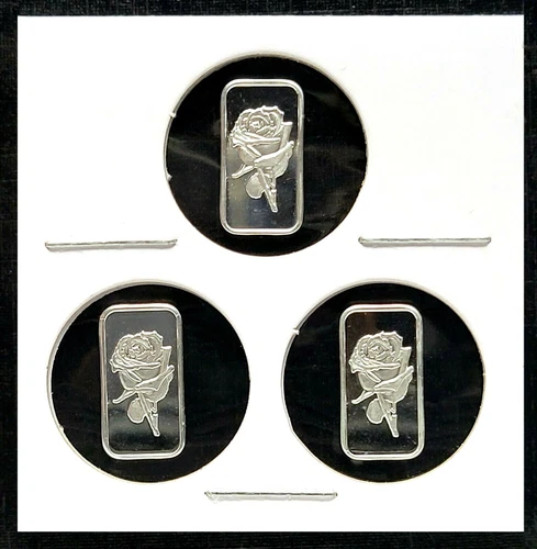 Roses - 3 x 1g Gram Fine Silver Bars!!