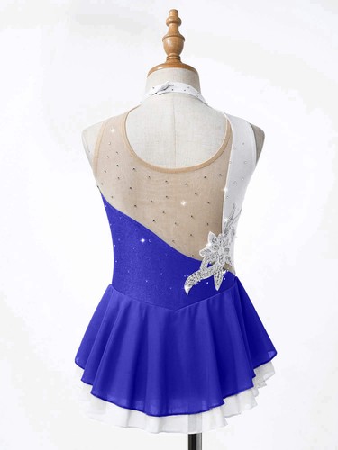 Vestito Bambina Floreale Senza Maniche Pattinaggio Ghiaccio Ginnastica Body Balletto Danza,Gonna - Foto 23 di 34