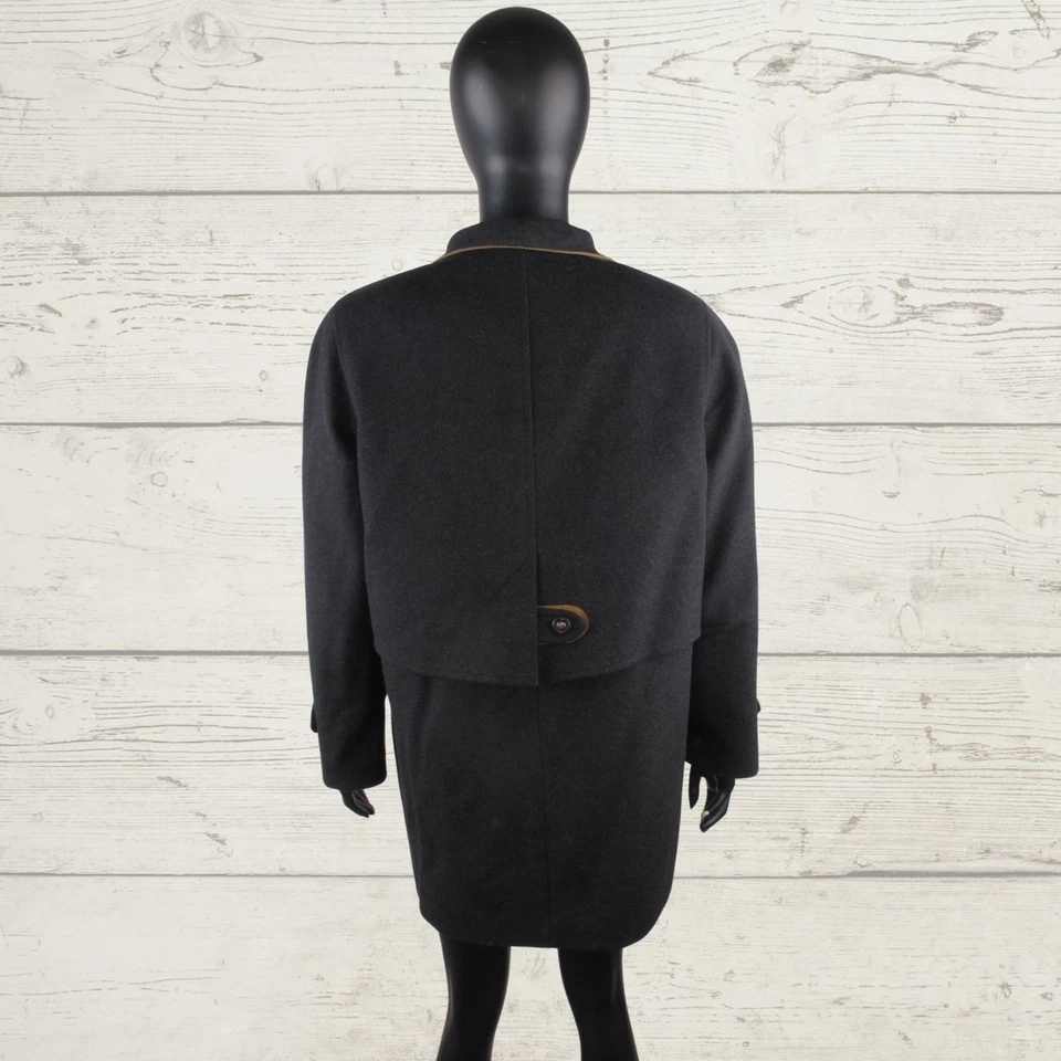 Your 6th Sense Alpacca Loden Wool Coat UK 14 – Charcoal Black Long Jacket D 20 - Image 4 of 4