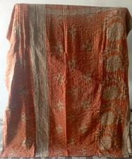 Vintage Kantha Quilt Throw Indian Handmade Bedspread Cotton Blanket Ralli Gudari