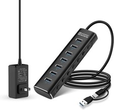 Powered USB Hub, Rosonway 7 Ports USB 3.1/3.2 Gen 2 Hub 10Gbps with 3.3ft USB...