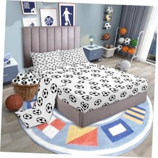 Soccer Kids Sheet Twin Size,Ball Sports Games TWIN W39 L75 H16" Multi 35