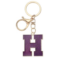 Initial Letter Keychain, Alphabet Letter Bag Charm Letter H, Purple