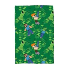Image of Minecraft Blanket Throw Fleece Soft Levels Green Gamer Gift Kids 100 x 150cm
