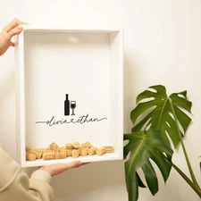 Wooden Wine Cork Display Box, Custom Engraved Memory Holder for Wine Enthusiasts