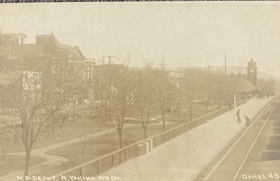 #ad RPPC 1907 Northern Pacific Railroad Depot North Yakima Washington Postcard $20.00