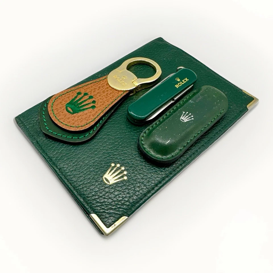 Juego de regalo Rolex vintage - cuchillo, porta pasaporte y llavero - trío promocional suizo Foto 2 de 4