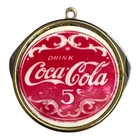 Vintage Red & White Coca-Cola Round Cigar Knife w/ Circlet Loop for Chain 5 cent