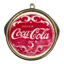 Vintage Red & White Coca-Cola Round Cigar Knife w/ Circlet Loop for Chain 5 cent