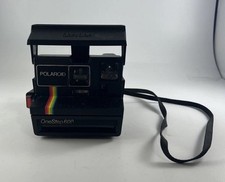 Vintage Polaroid One Step 600 Camera Rainbow Stripe w/Strap UNTESTED