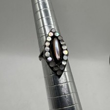 Sterling Silver Marquise Mother Of Pearl Stone Ring Size 7.5 /6.26g