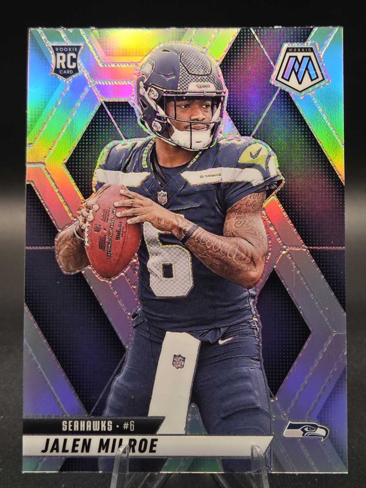 JALEN MILROE 2025 MOSAIC ROOKIE FOOTBALL SILVER PRIZM SEAHAWKS RC #322