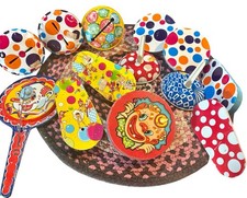  13 Vintage Variety Lot Tin Litho Noise Makers Polka Dots Clowns New Years Eve