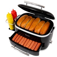 Electric Hot Dog Steamer with Bun Warmer - 24 Hot Dogs 12 Buns - Versatile Foo