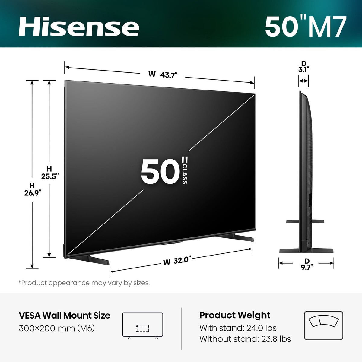 Hisense 50 Class M7 Series Mini-LED 4K UHD Smart Google TV with