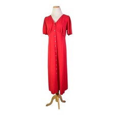 Old Navy Size L Short Sleeve Waist-Defined Midi Dress Orangey-Red *Wear