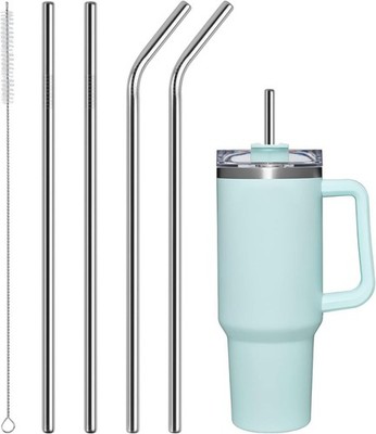 4er Pack Edelstahlstrohhalme für Stanley 40oz Becher, Reinigungsbürste inklusive