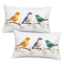 Decorative Lumbar Throw Pillow Covers Set of 2, 12" x 20" Pack of 2 Birds1