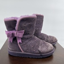 Ugg Australia Girls Joleigh Boots Size 3 Purple Bows Heart Pattern Winter Short