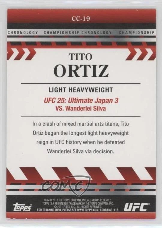 2011 Topps UFC Title Shot Championship Chronology Tito Ortiz #CC-19 - Image 2 of 2