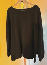 Eskandar Black Handloomed Wool Blend Boucle Sweater OS Scotland