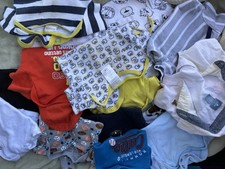 Bulk Lot 24pc Baby Clothes 0-3 Months - Sleepers, Shirts, Bottoms - Play Wear