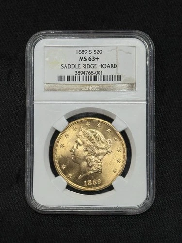 1889-S $20 Saddle Ridge Hoard Liberty Gold Double Eagle MS-63+ NGC Coin