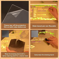 LED Note Board with Colors, Acrylic Dry Erase Board with Light and 7 Colorful...