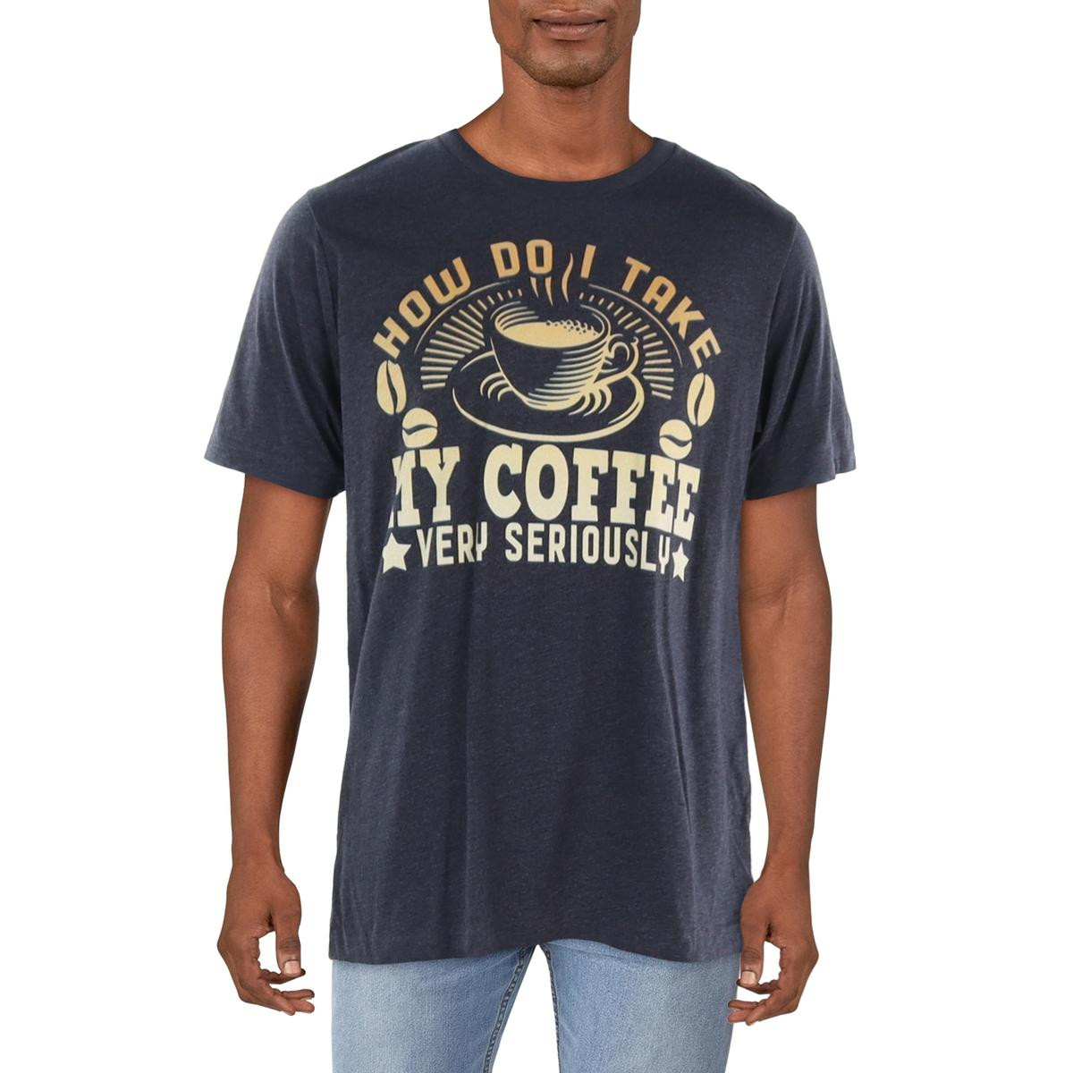 Холщовая мужская футболка кофейно-серого цвета с круглым вырезом и коротким рукавом, графическая футболка XL BHFO 0140