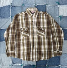 1970s Frostproof Heavyweight Cotton Flannel Work Shirt Made in USA Shadow Plaid