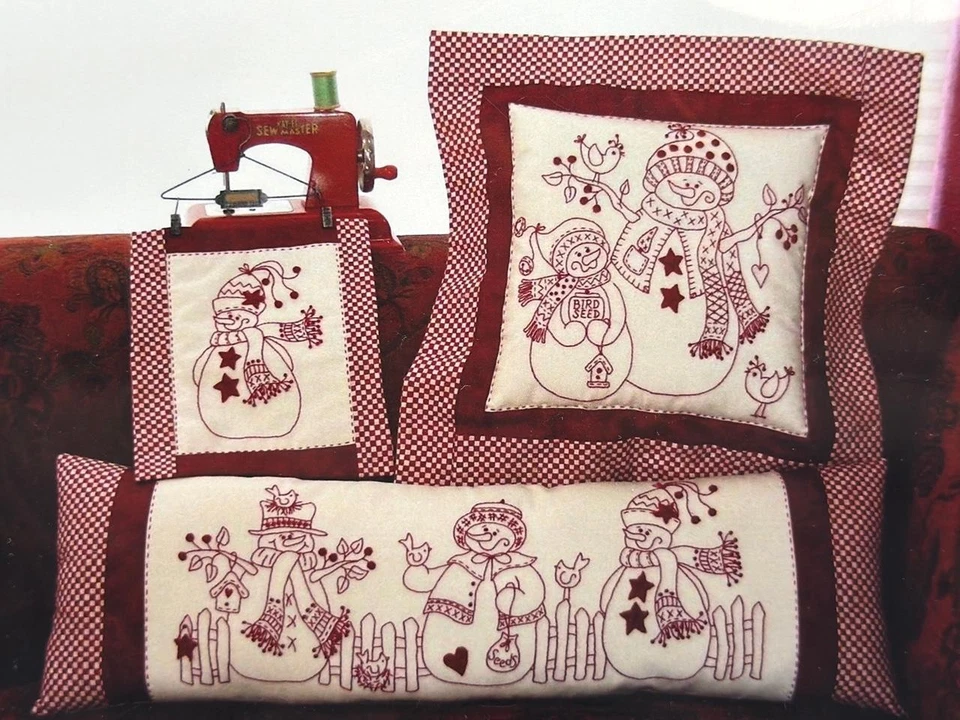 BIRD BRAIN DESIGNS Embroidery/Sewing Pattern - REDWORK SNOW PEOPLE #410 - Image 2 of 3