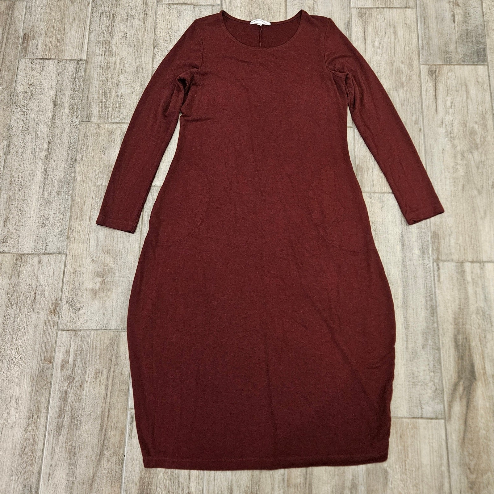 Bryn Walker Philippa Organic Cotton Midi Dress Burgundy Size M Artsy Lagence