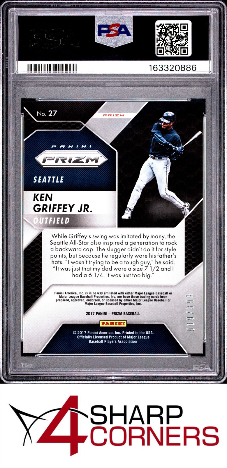 2017 PANINI CHRONICLES ORANGE PRIZM #27 KEN GRIFFEY JR. HOF #/399 PSA 10 view 2