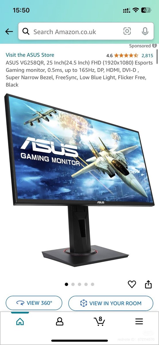 Asus Vg258qr 165hz Monitor Asus ASUS VG258QR Gaming Monitor