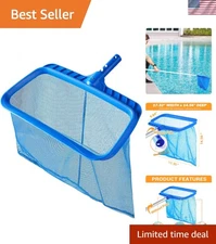 Reinforced Swimming Pool Leaf Skimmer Net - Large Capacity 17" for Cleanliness