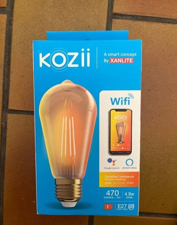 Pack 5 Bombillas LED Smart Wifi E27 Filamento Ambar 4.9W Alexa Google Kozii