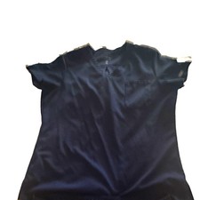 Women's Navy Scrub Set Size M Solid Knit Polyester V-Neck Pocket Drawstring