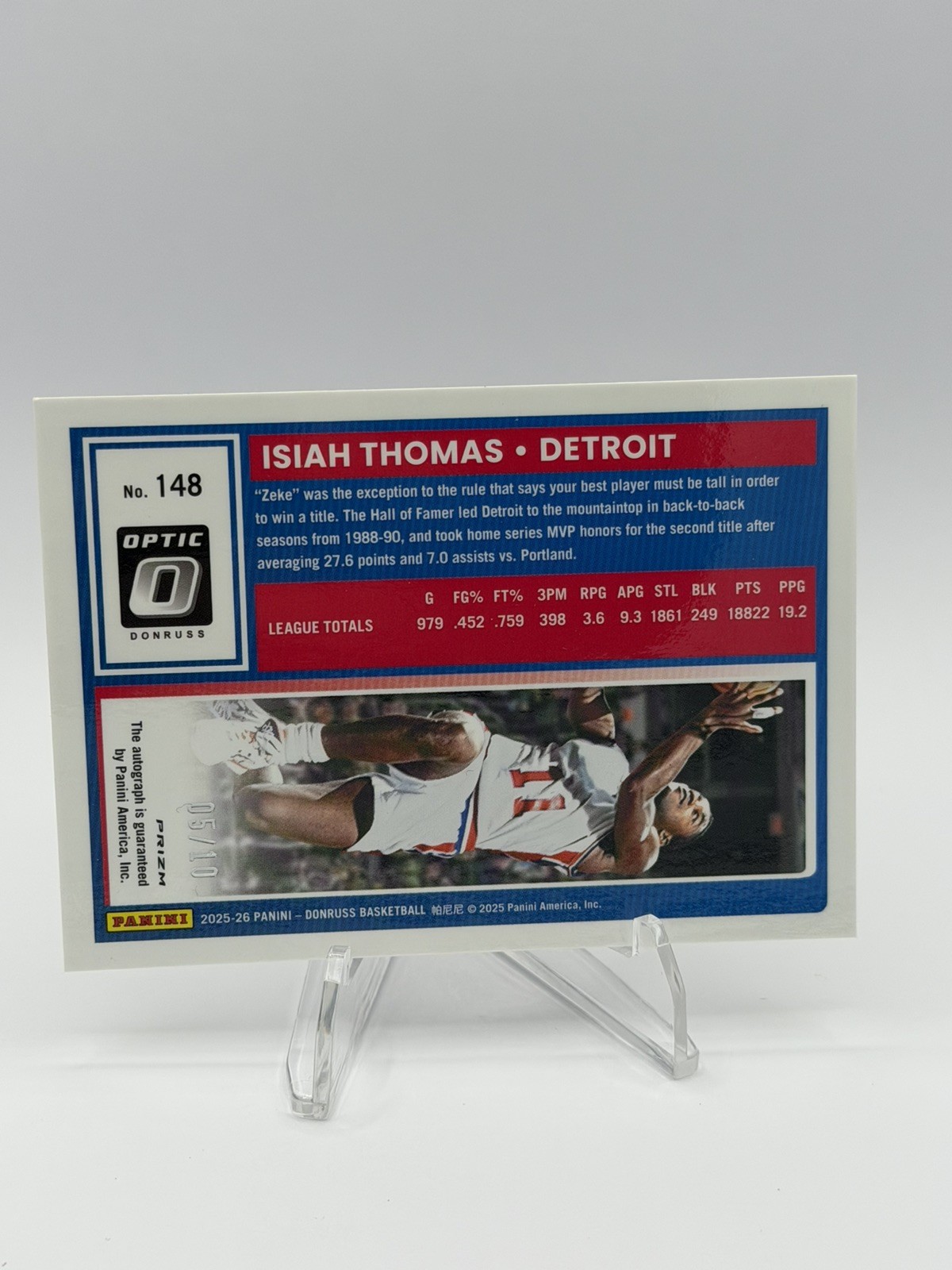 2025/26 Donruss Basketball Optic ISIAH THOMAS Gold Prizm AUTO 05/10 #148 view 2