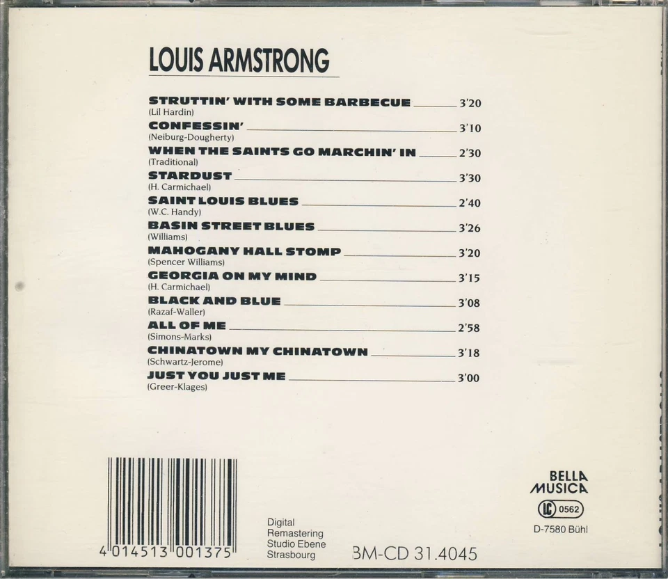 LOUIS ARMSTRONG: Louis Armstrong - CD - ca. 1990 - sehr guter Zustand - Jazz - Bild 2 von 2