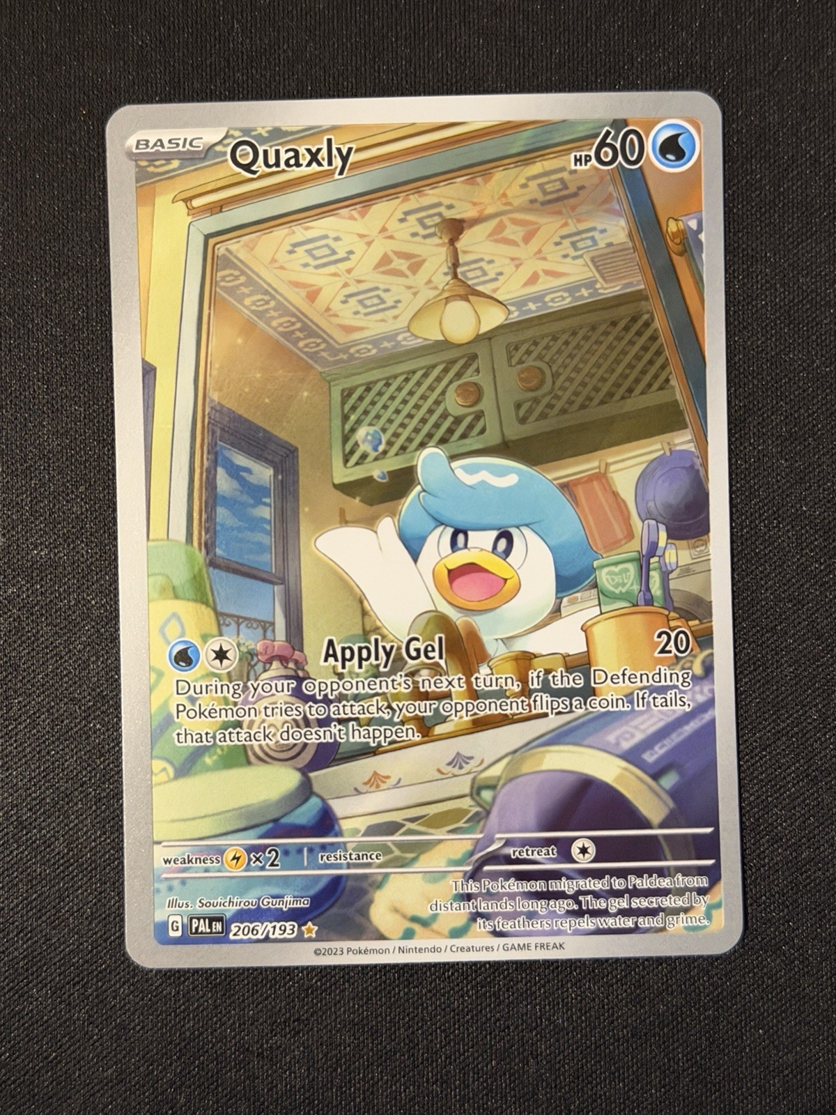 Pokemon TCG Quaxly Illustration Rare Holo Card 206/193 Sv02: Paldea Evolved NM